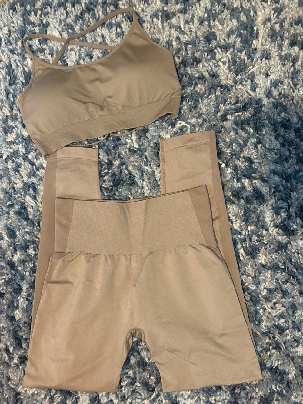 NVGTN beige work out outfit